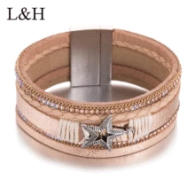 Vintage Alloy Star Charm Wide Magnetic Leather Bracelets & Bangles Multi-layer Wristband Jewelry for Women Men Pulseras Gift Vintage Alloy Star Charm Wide Magnetic Leather Bracelets & Bangles Multi-layer Wristband Jewelry for Women Men Pulseras Gift