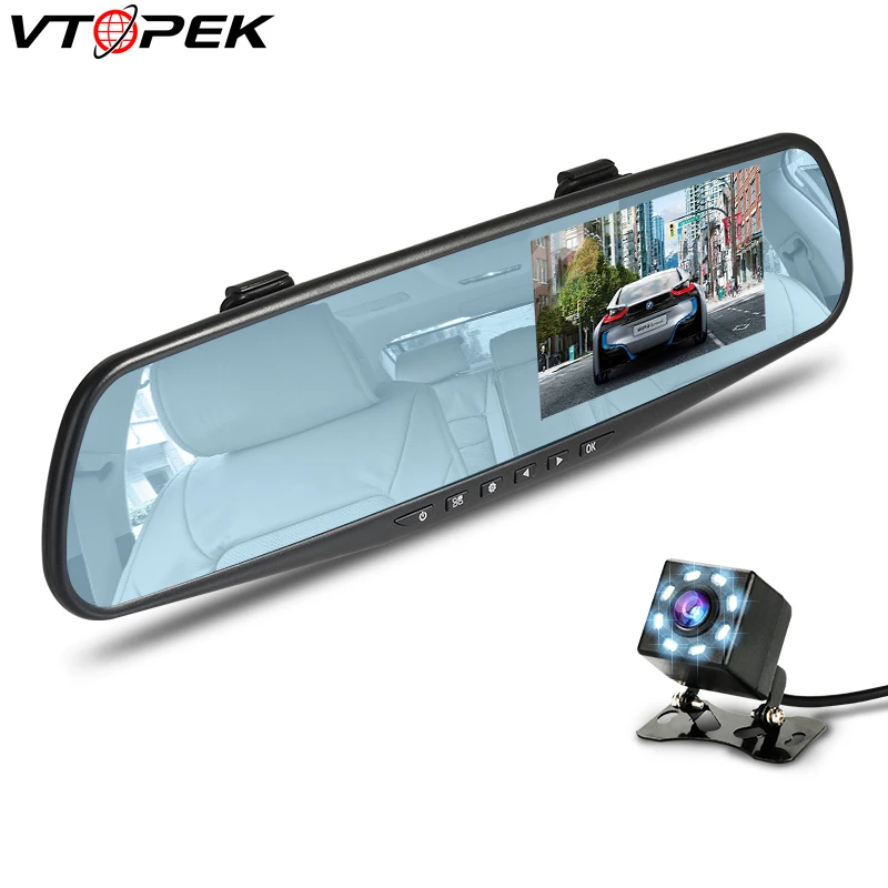 Vtopek dash cam 4 3 ''автомобиль DVR камера светодиодная циклическая запись класса 10 TF