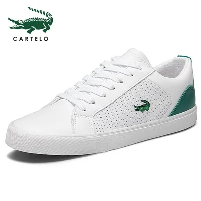 78WHITE GREEN CARTELO/Новинка года; Повседневная обувь; мужская кожаная обувь на плоской подошве; Низкие кроссовки на шнуровке; Tenis Masculino - Цвет: 78WHITE GREEN