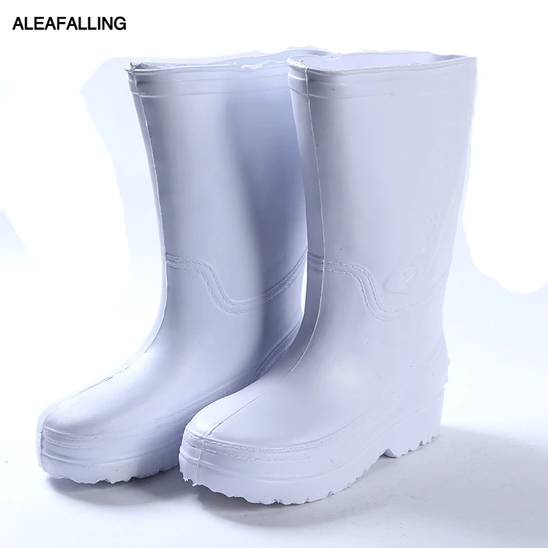 Aleafalling Pvc Waterproof Rain Boots Labor Place Shoes Men Unisex Water Rubber Mid-calf Slip On Botas M78 |