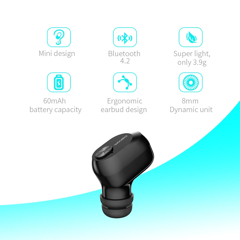 Dacom Original K6E New Mini Bluetooth Headset Phone Single Wireless In Ear Earphone Headphones for Girls Kids Men