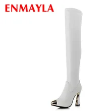 ENMAYLA/Новые модные и стильные металлический острый носок пикантные туфли на высоком каблуке; сапоги до бедра женские мотоциклетные ботинки осень-зима обувь Для женщин выше колена ботинки с высоким голенищем