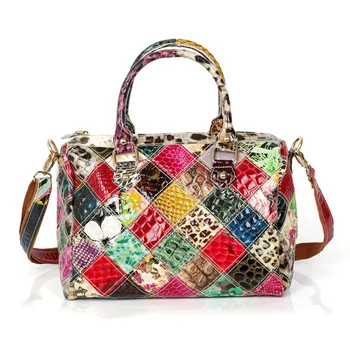 

Women Panelled Handbags Genuine Leather Snake Pattern Leather Tote Lady Luxury Brands Women Cross Body Shoulder Bags Fashion Bag