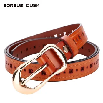 

SORBUS DUSK Fashion New Designer Women's Belts Genuine Leather Brand Straps Female Waistband Pin Buckles Fancy Vintage for Jeans