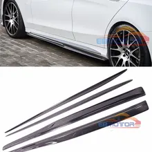 Реальные углеродного волокна боковые юбки 4 шт. набор для Benz W205 C63 C63s AMG SOnly 2015UP M130+ M132