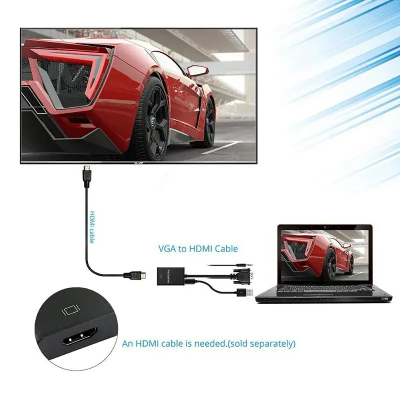  1 Pz VGA a HDMI 1080 P Converter HD Audio Cavi AV HDTV Cavo Audio Adattatore HDMI Digitale di Alta 