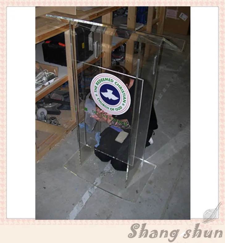 

Transparent Church Podium Clear Acrylic Lectern or Pulpit-Easy Assembly Required