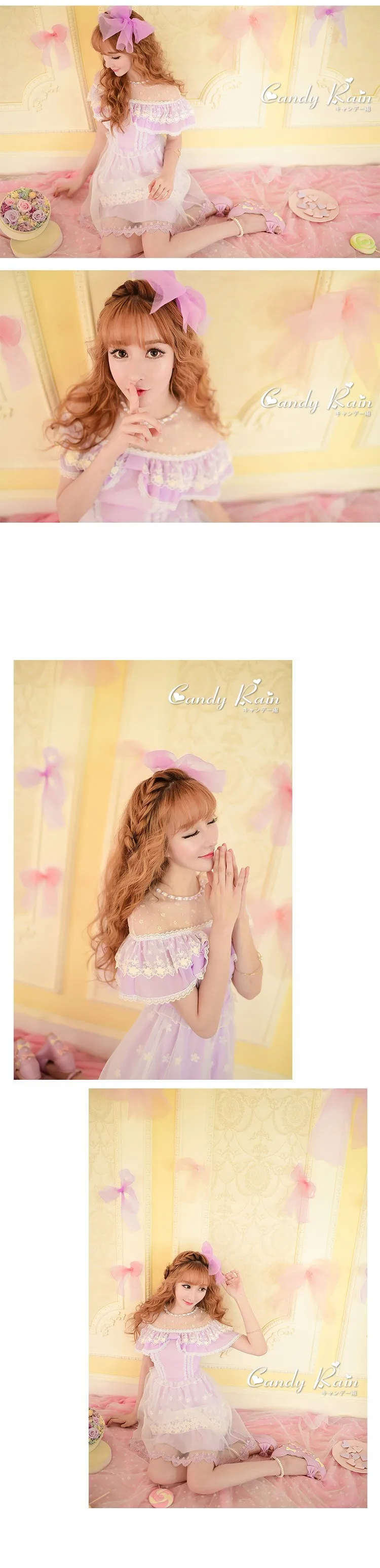 Принцесса сладкий платье в стиле «Лолита» конфеты дождь летний японский стиль сладкий лоскутное Falbala шифоновое платье C15AB5821