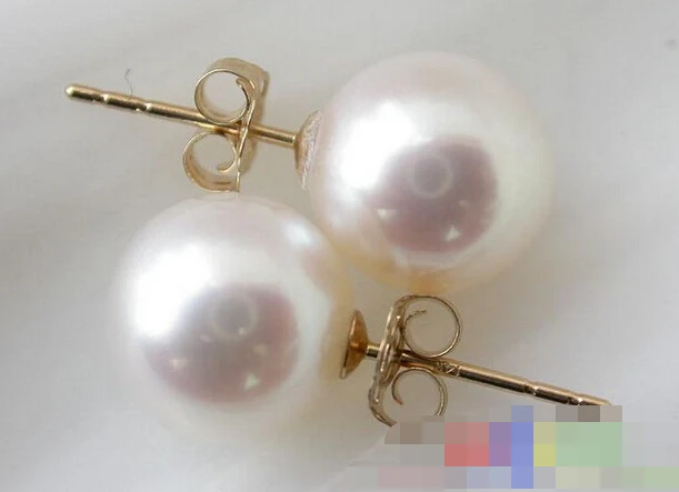 

hot sell new - free shipping 12815 AKOYA WHITE ROUND SEAWATER PEARL EARRING