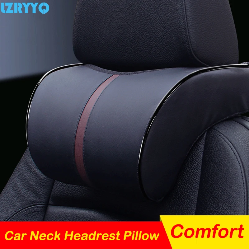 

1PCS PU Leather Car Seat Head Neck Pillow Memory Foam Auto Seat Headrest Cushion Pad Automotive Safety Pillow Car-Styling