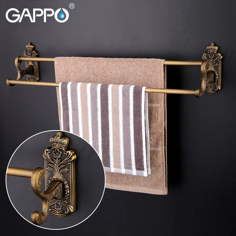 

GAPPO Zinc-Alloy Towel Bars Wall Mount Double Rails Storage Shelf Towel Hangers Stainless Steel Towel Rack Bathroom Accessories