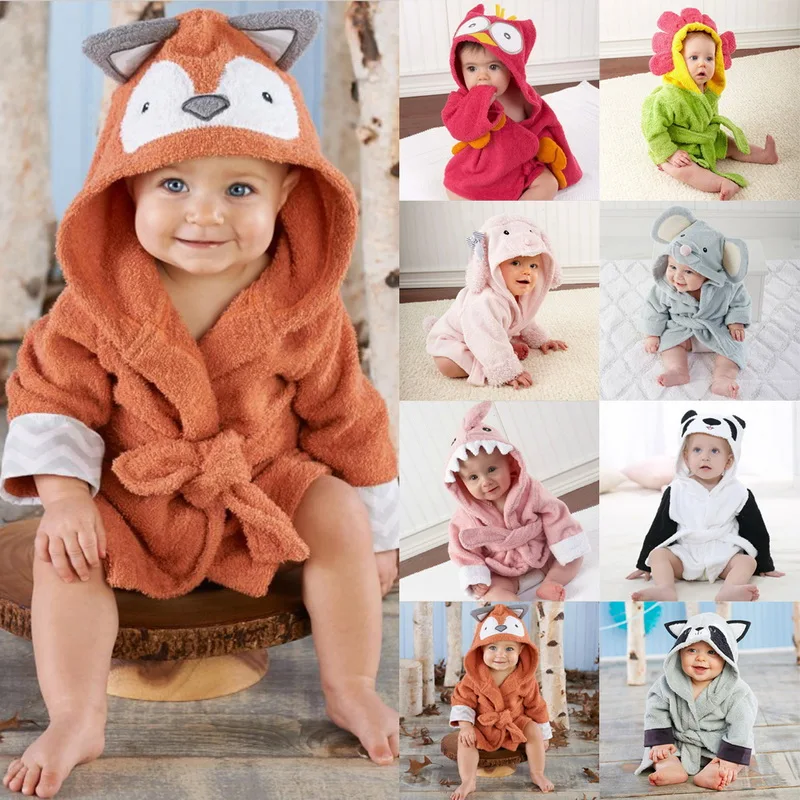 Albornoz con orejas de animales para niño y niña, bata de baño con capucha, toalla para sudaderas con capucha de manga larga, trajes baño cinturón, ropa de dormir -
