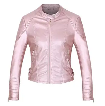 

2018 New women's leather jacket small women's leather jackets Slim pu European and American self-cultivation jacket