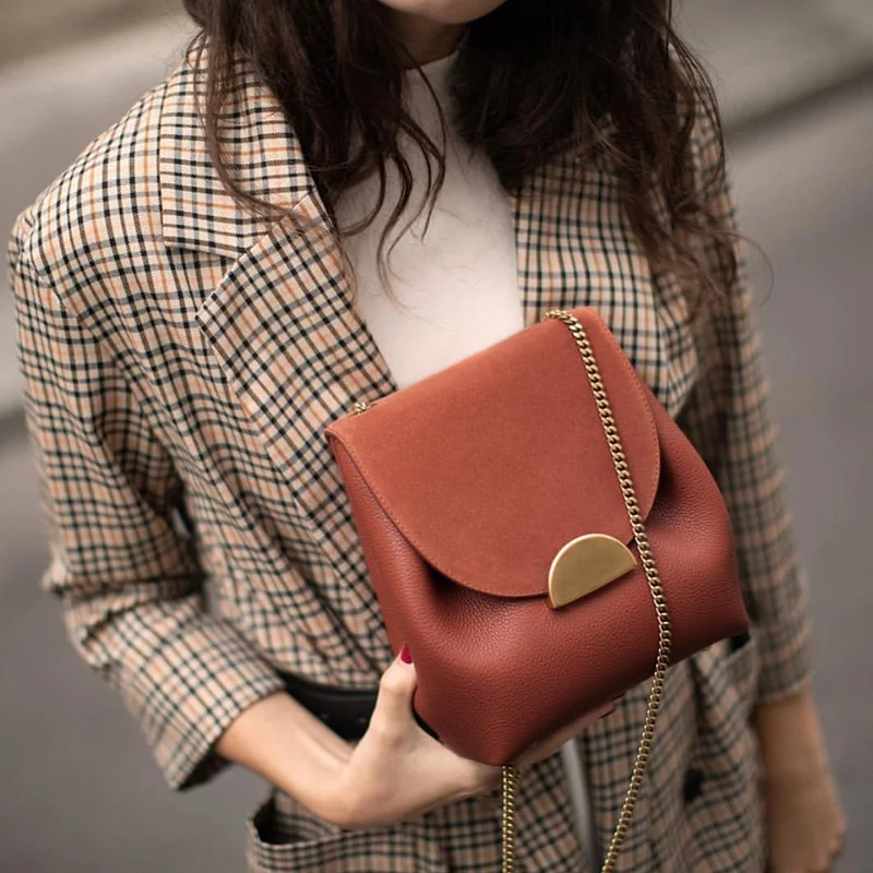 Роскошная дизайнерская женская сумка в форме ведра, маленькая сумка через плечо с цепочкой, роскошная сумка через плечо из искусственной кожи во французском стиле через плечо, сумочка - Цвет: brown