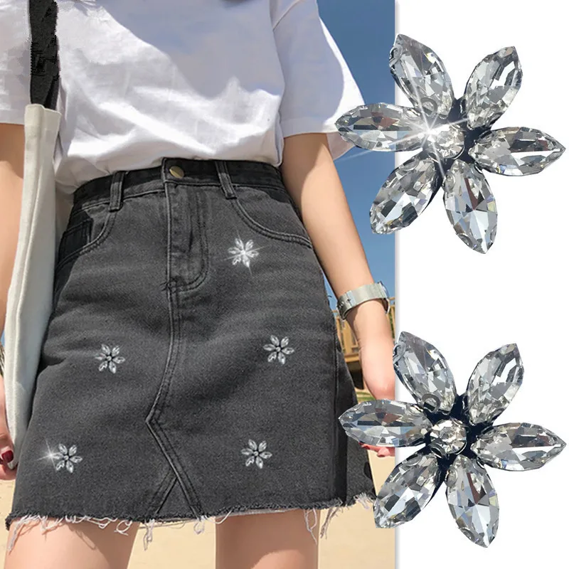 5PCS Rhinestone Small Flower Beaded Hand-stitched Glass Diamond Clothes Shoes and Socks Bag DIY Decorative Accessories | Дом и сад