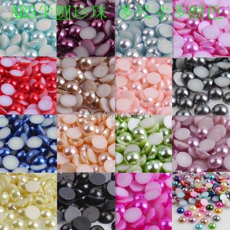 

8mm 500Pcs Mixed Half Round Pearl beads for Flatback cabochons Scrapbook Craft ABS 8mm BMZZ08m