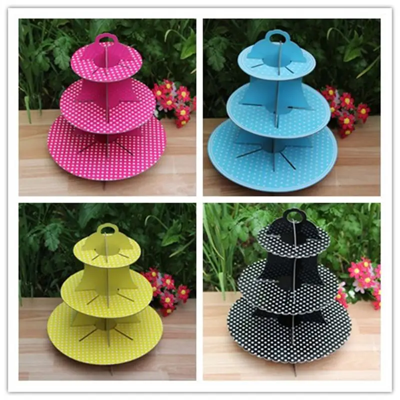 

Thickening of three layers of paper quality cake rack light blue dot snack holder birthday party supplies paper tray
