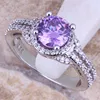 Marvelous Purple Cubic Zirconia White CZ Silver Plated Ring Size 5 / 6 / 7 / 8 / 9 / 10 S0447 1