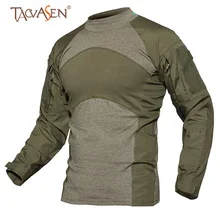 TACVASEN, Мужская Военная армейская рубашка, Мужская камуфляжная тактическая футболка, уличная походная одежда, Боевая футболка с длинным рукавом, Охотничья рубашка