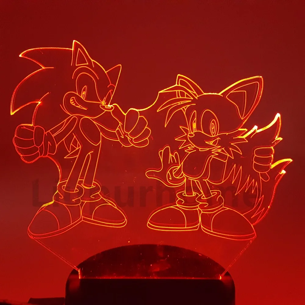 Ночной светильник Sonic The Hedgehog 3D иллюзия настольная лампа ежик Miles Prower изменяющий
