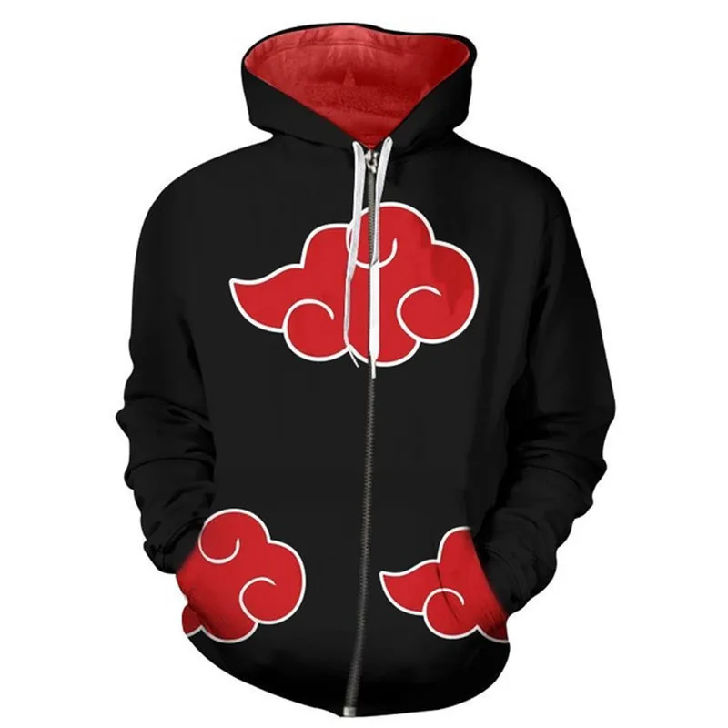

Anime Naruto COS Xiao Organization Uchiha 3D Printing Zipper Hooded Multi-Color Optional Jacket For Men And Women