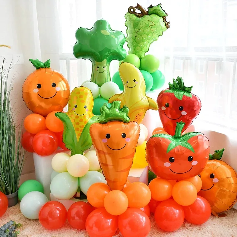 

1pcs fruit vegetables foil balloons cartoon food banana strawberry corn ballons baby shower Birthday party decorations kids toys