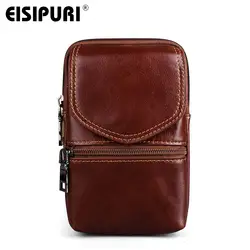 EISIPURI Натуральная кожа Мужская Повседневная дизайнерская маленькая поясная сумка из воловьей кожи Модный крючок поясная сумка для сигарет
