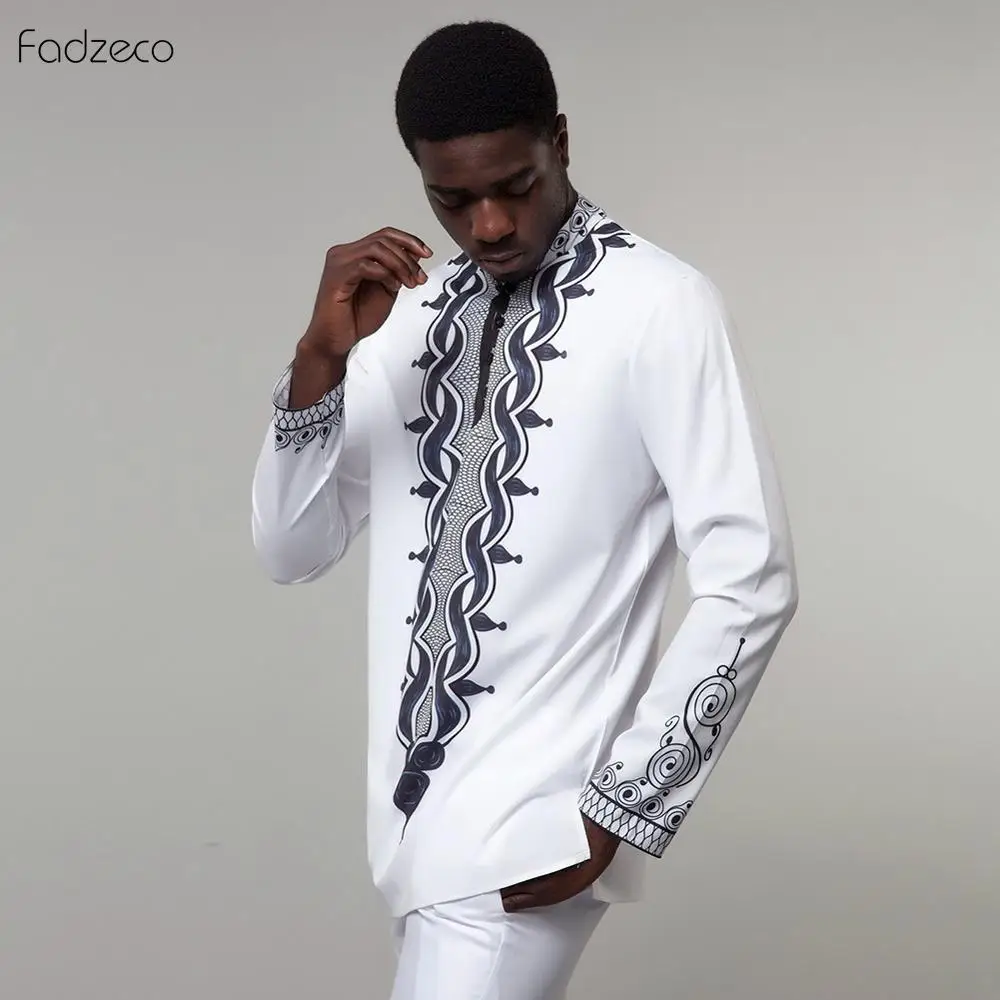 Fadzeco африканские топы для мужчин одежда длинная рубашка Дашики Тотем стильная с
