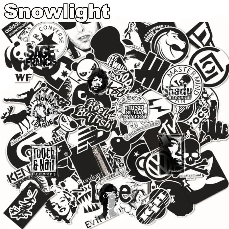 100pcs Random Black and White Sticker Graffiti Punk JDM Cool Stickers for Kids Sticker on Laptop Skateboard Suitcase Bike Helmet