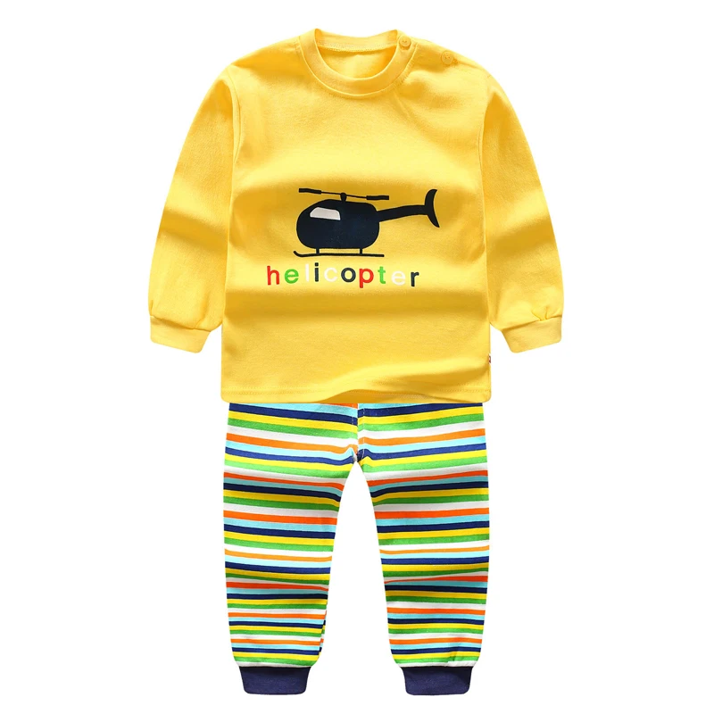 Одежда для маленьких мальчиков из 2 предметов осенне-зимний мультяшный вертолет, комплект одежды для мальчиков, футболка с длинными рукавами для отдыха для мальчиков+ штаны, комплект детской одежды