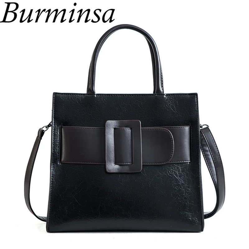 

Burminsa Winter Belt Women Handbags Designer Ladies Shoulder Messenger Bags High Quality Female Tote Bags 2018 Black Brown Green
