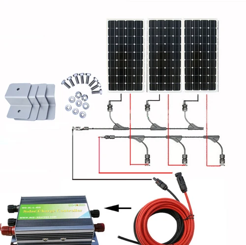 

300W OFF GRID SOLAR SYSTEM : 3 * 100W Mono Solar panel & 45A power Controller