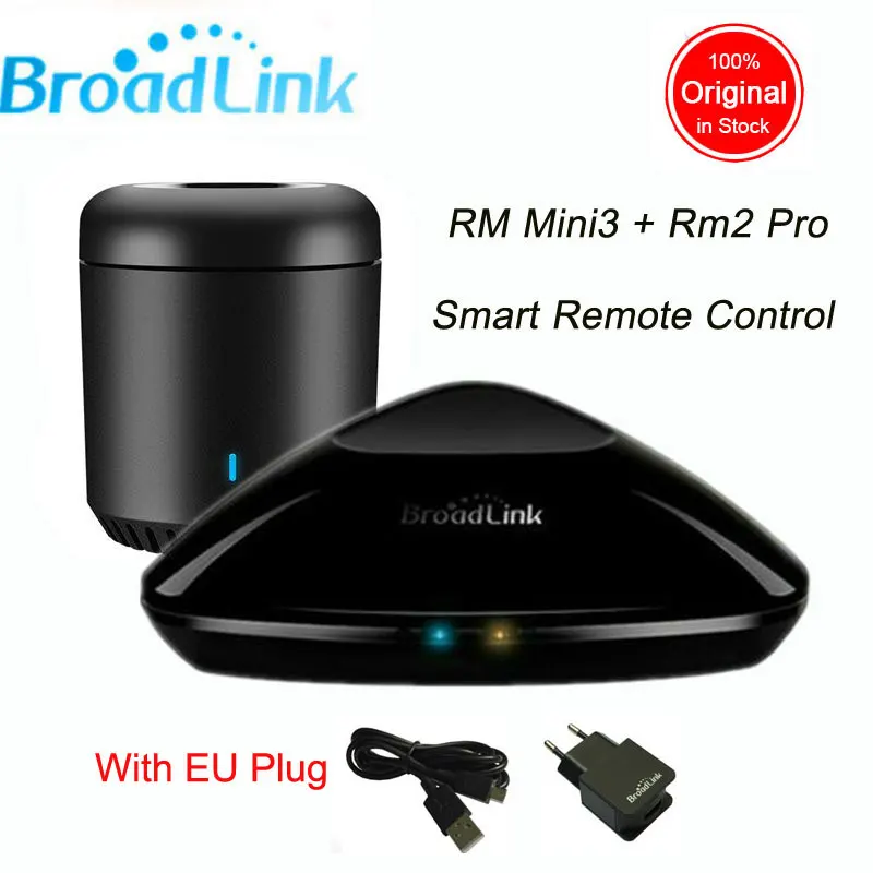Mini3 and Rm Pro-EU Broadlink RM Pro+ RM33 RM Mini3 Умный дом WiFi+ IR+ RF Универсальный Интеллектуальный пульт дистанционного управления работает с Alexa Google Home - Комплект: Mini3 and Rm Pro-EU
