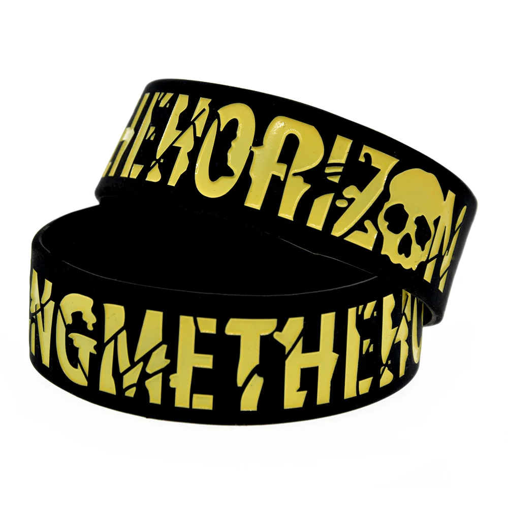 

1PC Black 1 Inch Wide Death Metal Band Bring Me The Horizon Silicone Wristband