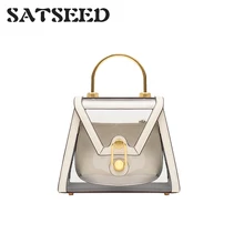 Нишевый дизайн кожаная сумка Прозрачная кожаная сумка на одно плечо с металлической ручной винтажный замок сумочка для мелочей