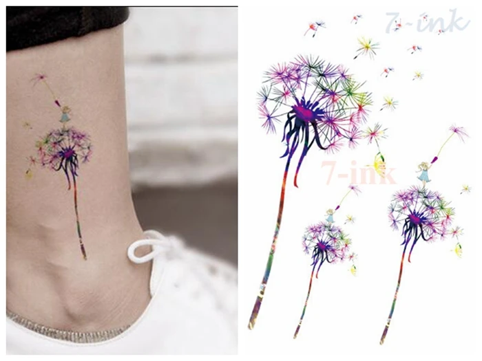 09 Transfert Deau Faux Tatouage Couleur Pissenlit Gril Tatoo étanche Temporaire Tatouage Flash Tatto Pour Fille Femme Homme 10515 Cm In