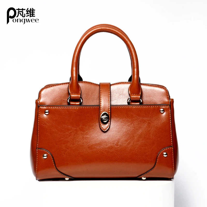 

PONG WEE Ladies' Genuine Leather Handbag Women Fashion Tote Bag New Messenger Shoulder Packages Crossbody Bags For Women 2018
