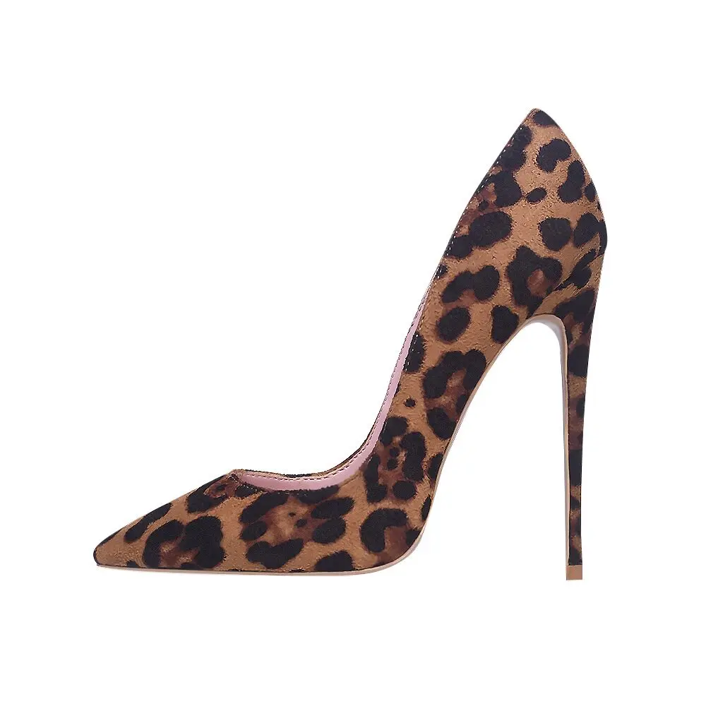 Обувь на высоком каблуке Для женщин Туфли-лодочки высокого качества из флока; леопардовый принт, сексуальный туфли на шпильке 10(12 см); вечерние туфли на высоком каблуке; Дизайнерская обувь; плюс большие размеры 11