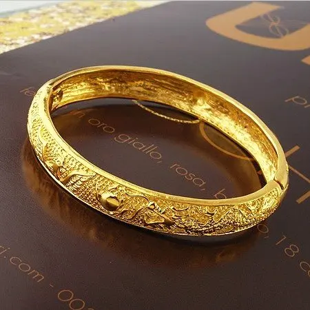 Free Shipping Quality Women S 24k Yellow Gold Plated Dragon Quality Women S 24k Yellow Gold Plated Dragon Pattern Bangle Bracelets
