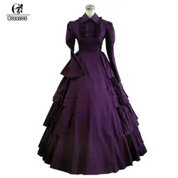 ROLECOS 2 цвета в викторианском стиле длинное платье для девочек классические черные Лолита с длинным рукавом платье Для женщин Ренессанса