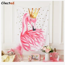 Cilected розовая Корона Фламинго настенный гобелен из полиэстера тонкий богемский животный принт гобелен декоративная картина на стену пляжное полотенце