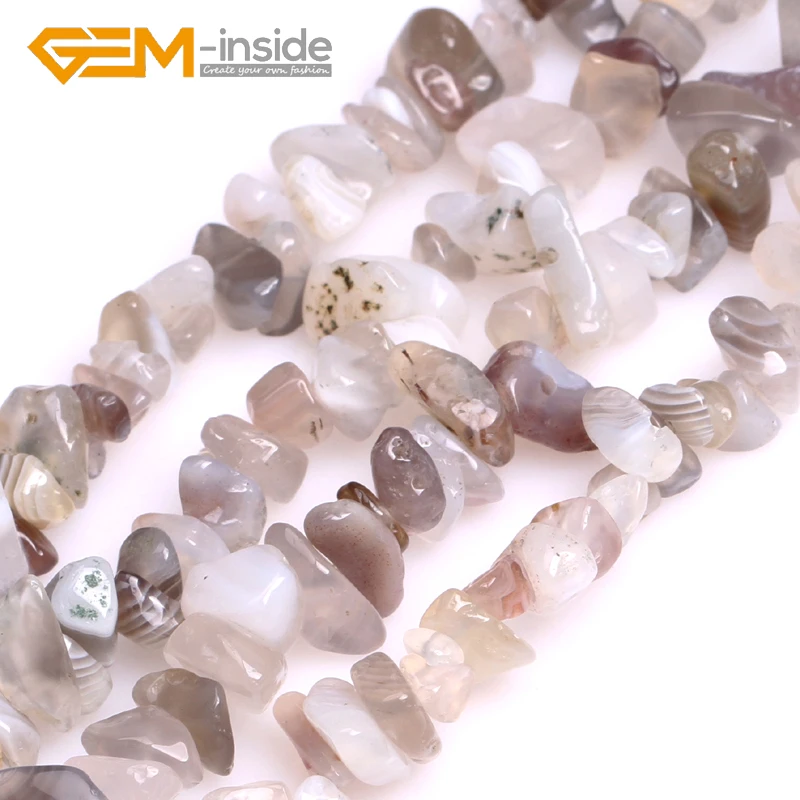 Frete grátis! 6 — 7mm Botswana Ágatas Pedra Natural Chips Contas Loose Para Fazer Jóias Beads Strand 34 “Pulseira Jóia-no interior