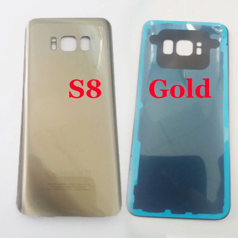 Для SAMSUNG Galaxy S8 S8 Plus G950 G950F G950 G955F Задняя стеклянная крышка батарейного отсека задняя дверь Корпус чехол клейкое стекло для камеры - Цвет: S8 Gold