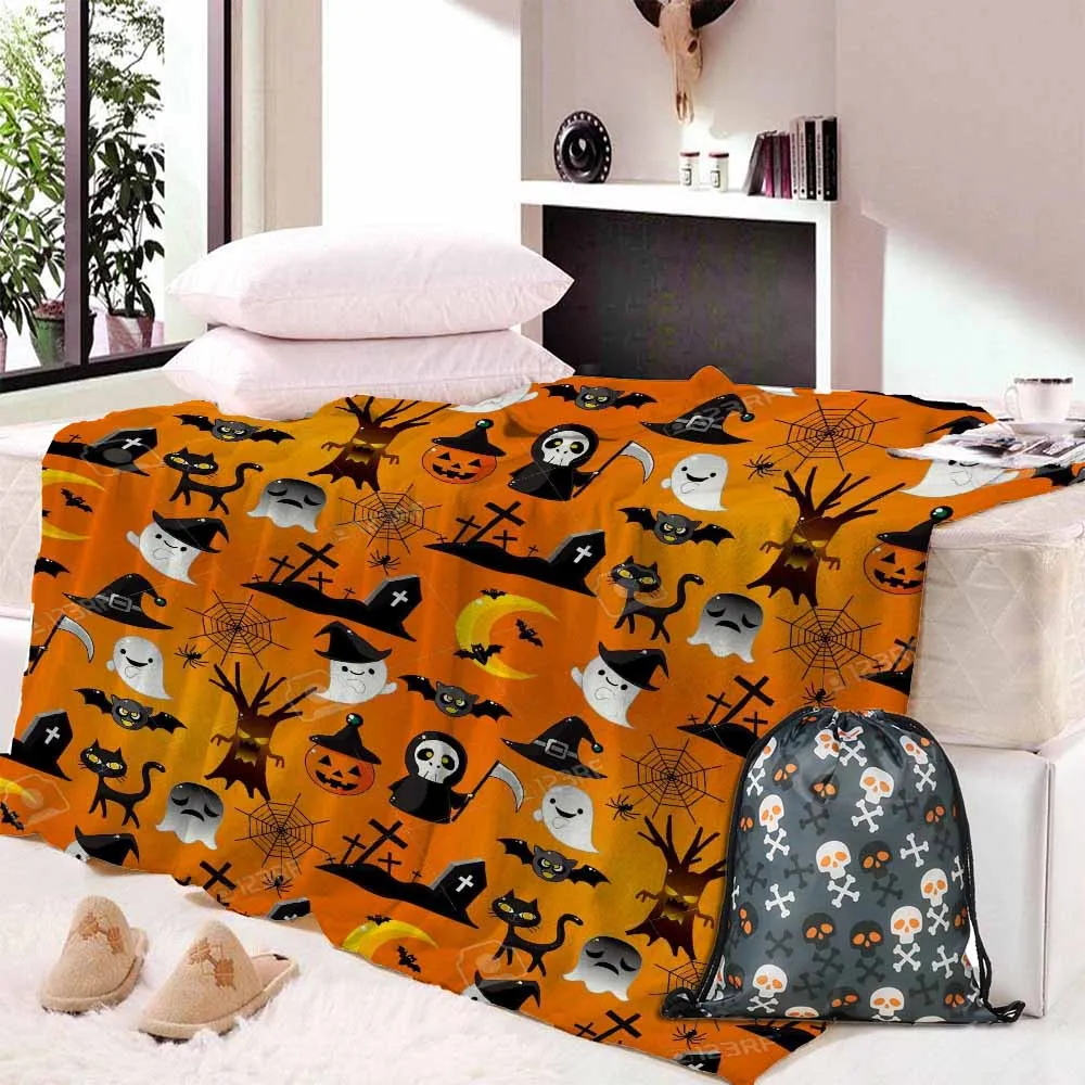 

Soft Flannel Halloween Skull Skeleton Head Spider Net Nightmare Throw Blanket Plaids Warmth Soft Plush Sofa Bed Dropship