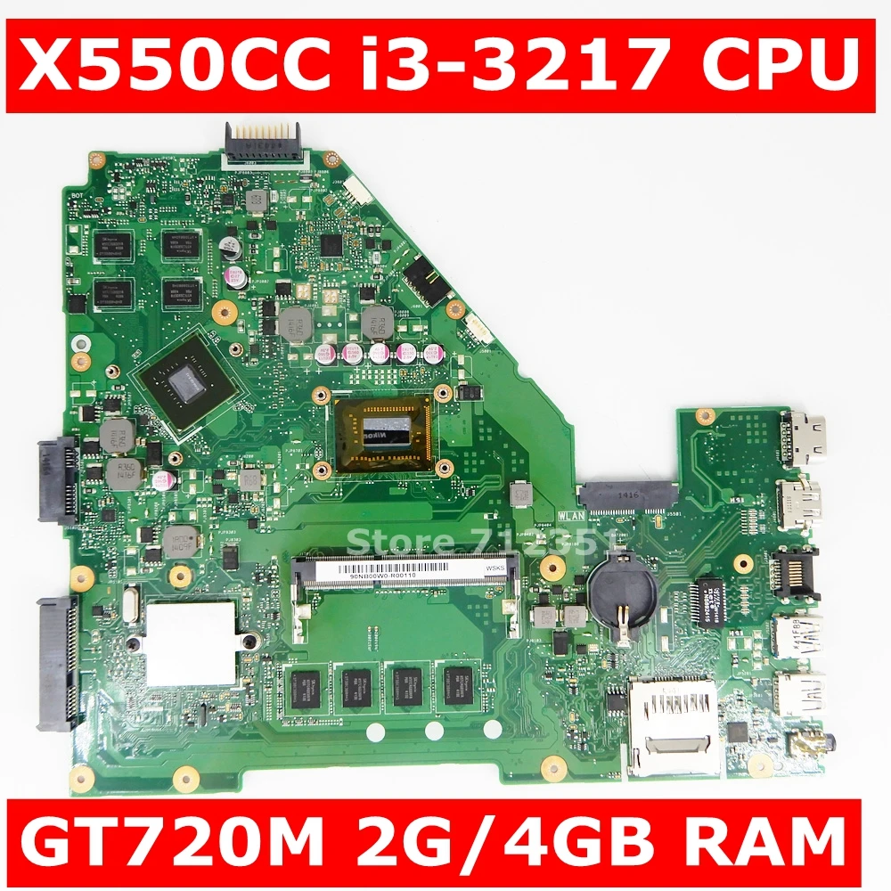  X550CC Motherboard i3-3217 CPU 4GB RAM GT720M 2GB For ASUS X552C R510C R510C Y582C laptop Mainboard