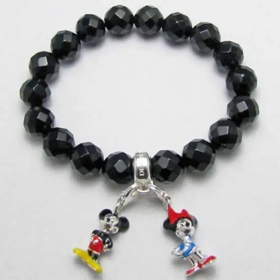 

Muffiy Brand Black Faced Crystal Mickey Mouse Strand Bracelet European Trendy Women Jewelry Kualitas Tinggi Untuk Wanita Bijoux