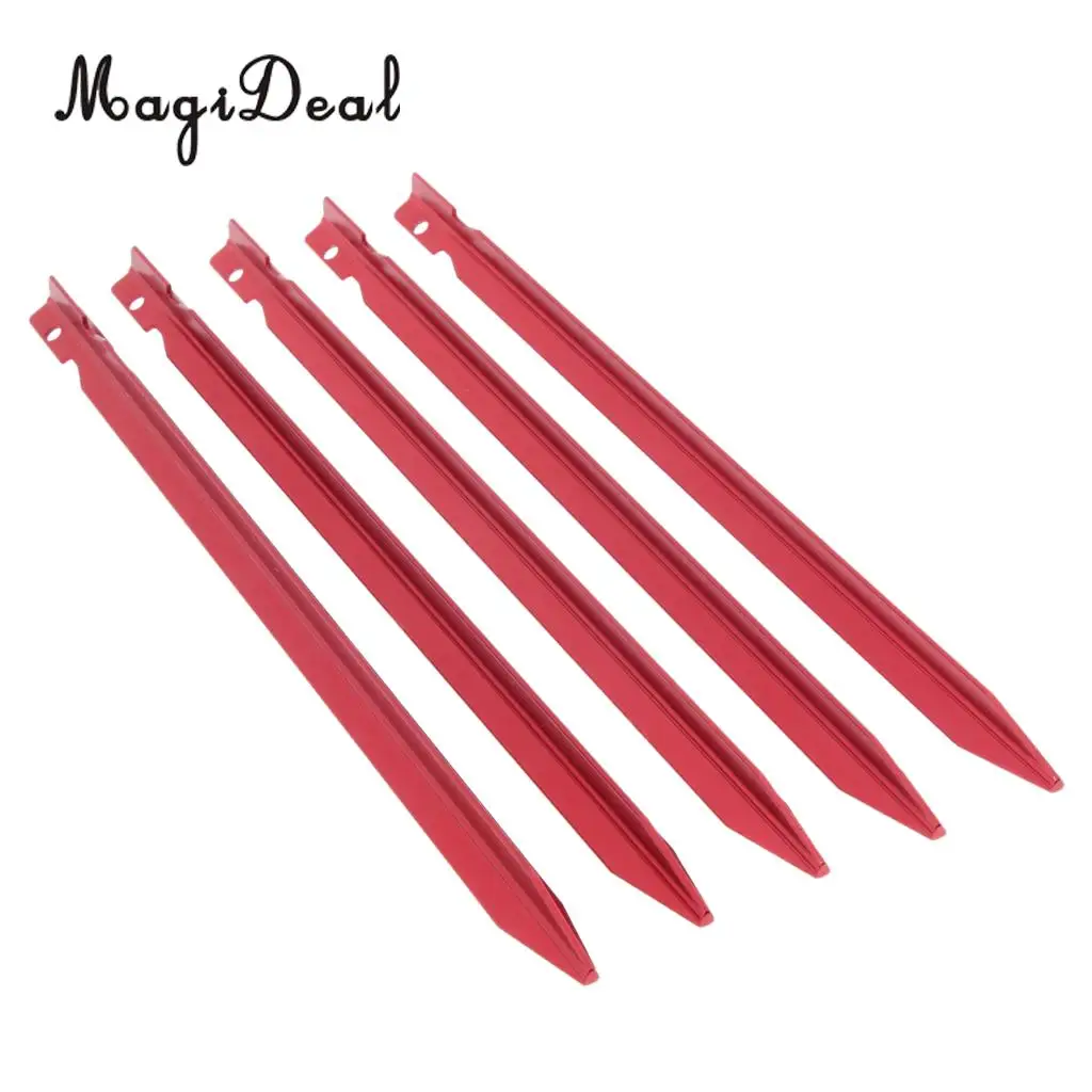 5pcs 23cm Aluminum Camping Tent Stakes Pegs Triangle Ground Nails Outdoor Hiking Beach Garden Park