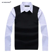 2017 men’s new spring style V-neck sleeveless sweaters vest casual 100% cotton mens clothing slim mens solid color sweaters