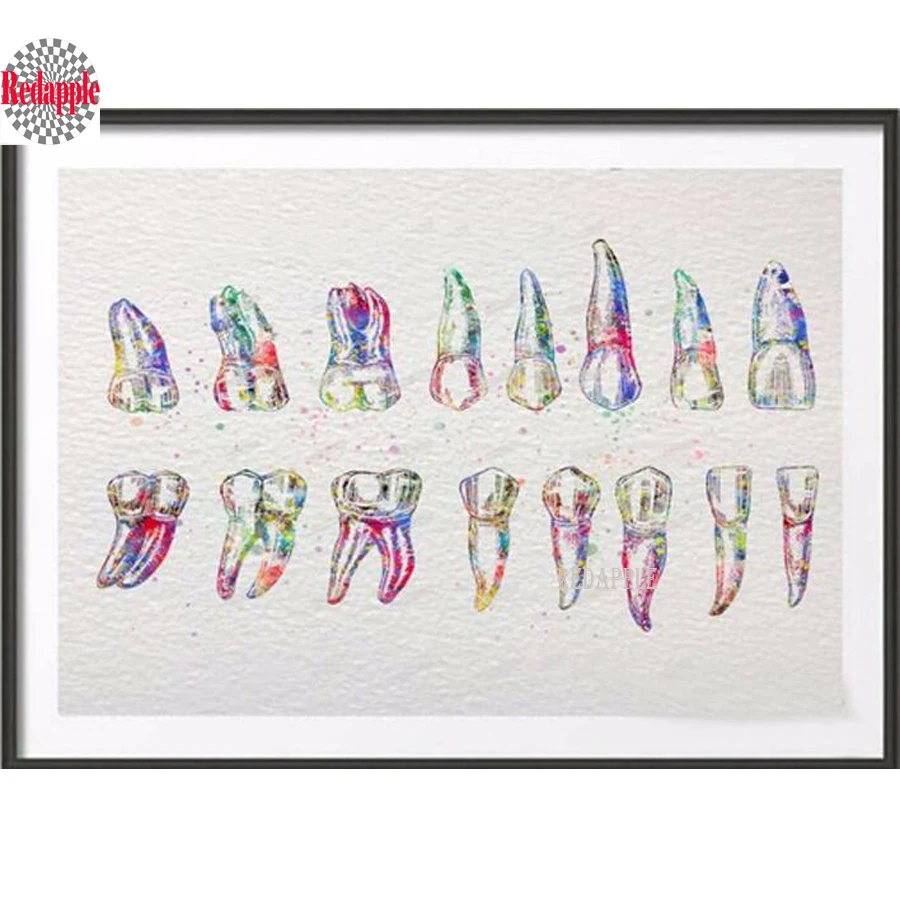 

Abstract Tooth Original watercolor diamond painting full square 5d diy diamond embroidery cross stitch mosaic drill rhinestones