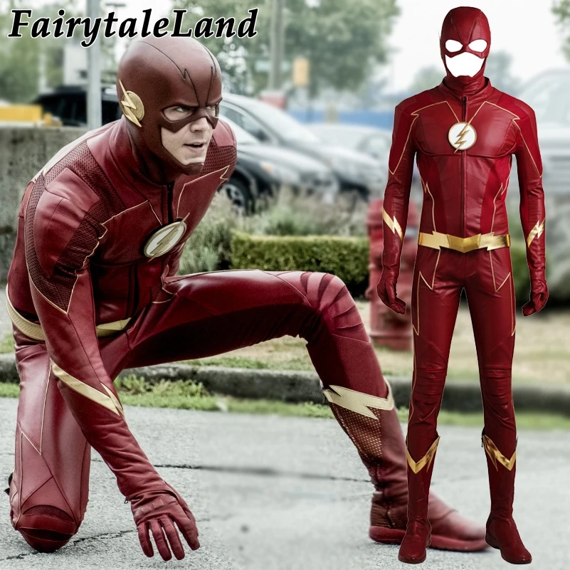 

The Flash Season 4 Barry Allen Flash Cosplay Costume Carnival Halloween Costumes for adult Men Flash costume red uniform